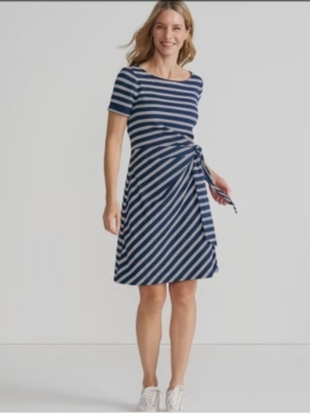 Cynthia Rowley Navy & White Striped Tie-Waist Short Sleeve Dress Small Summer